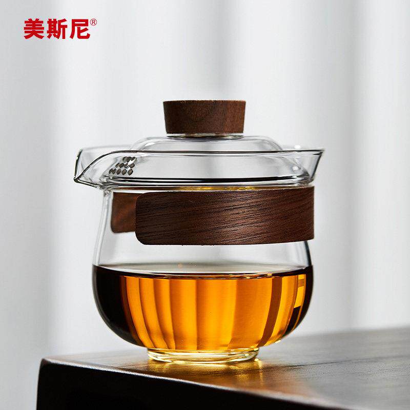 玻璃盖碗单个带盖子三才茶碗大号茶盏防烫泡茶杯手抓壶功夫茶具套