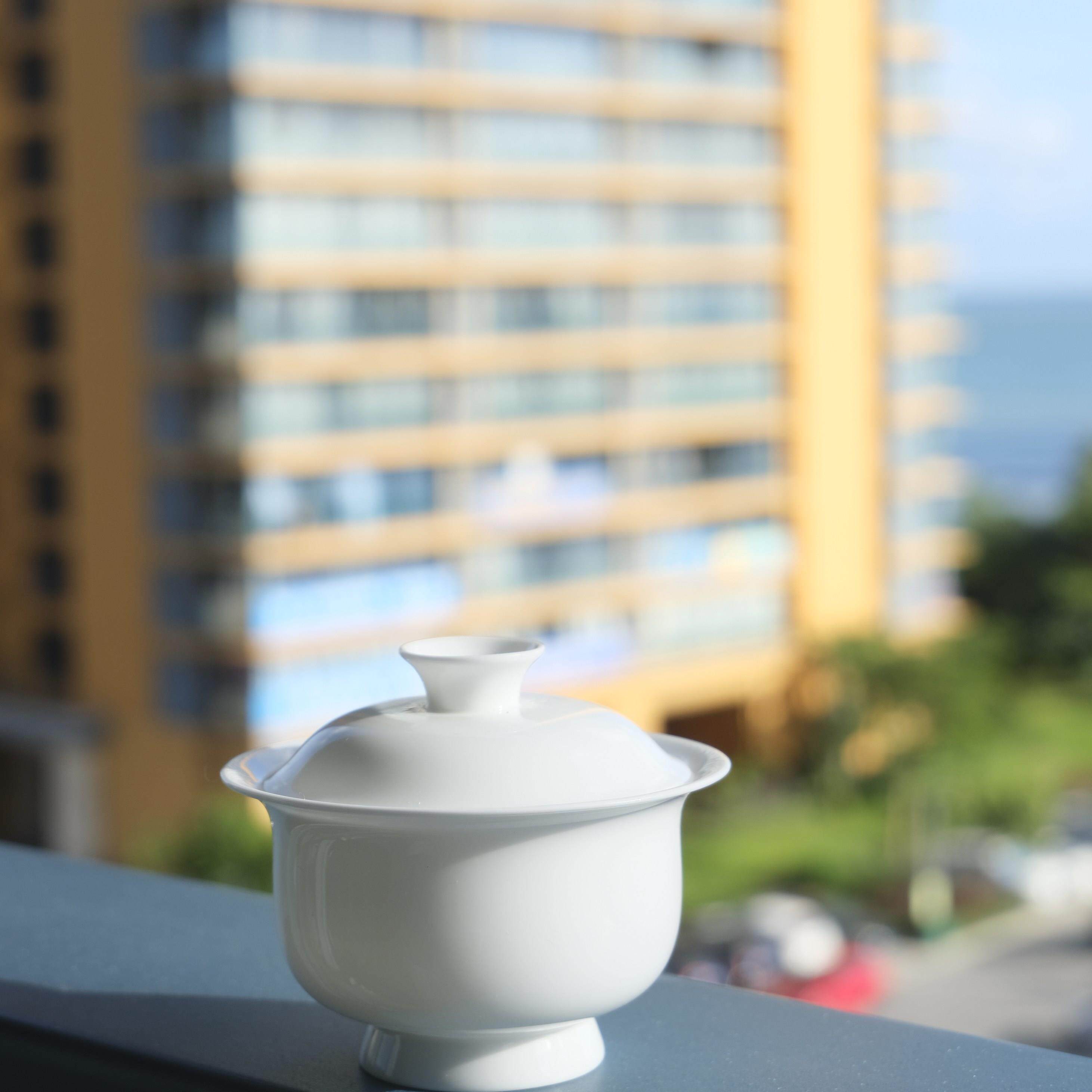 潮州高骨瓷薄胎高足二才泡茶盖碗潮汕工夫茶碗茶具陶瓷