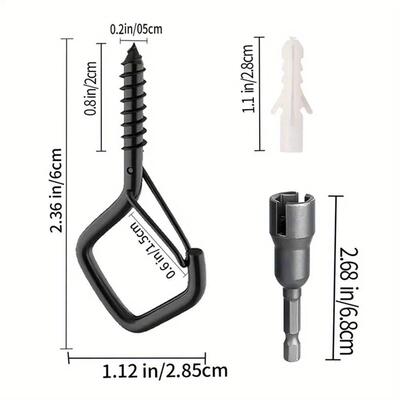 Set of 20 Stainless Steel Screw-On Hooks, Screw-On Hook with