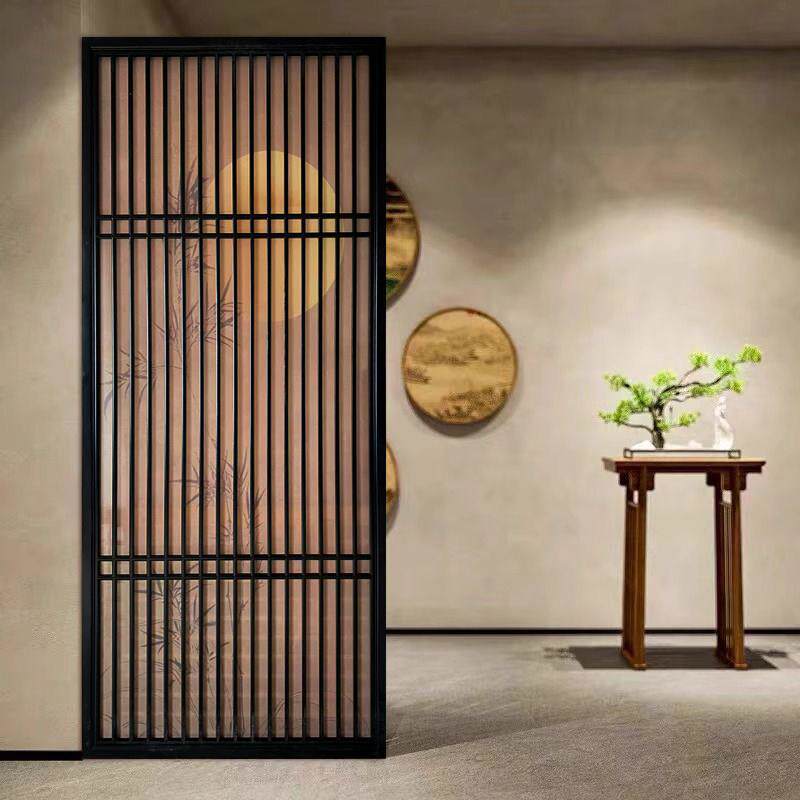 实木花格新中式屏风简约隔断镂空入户客厅玄关木格栅背景墙拉门