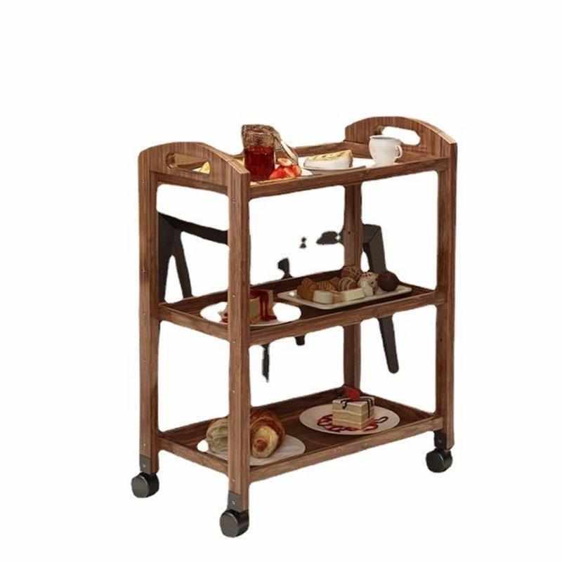 火锅店菜架子 层架置物架优质皮落地带轮可移动厨房餐车推车蔬菜