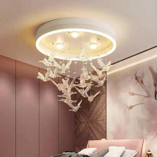 卧室灯简约现代房间创意个性蜂鸟灯少女孩公主温馨浪漫婚房吸顶灯
