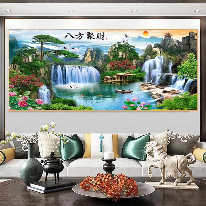 2025新5D钻石画八方来彩全钻石十字绣客厅大气景观风景点钻石砖画