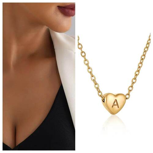 Minimalist Small Love Initial Charm Necklace Jewelry Stainle