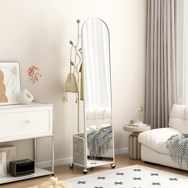 可移动镜子全身镜衣帽架一体家用卧室落地全身镜旋转挂衣架全身镜