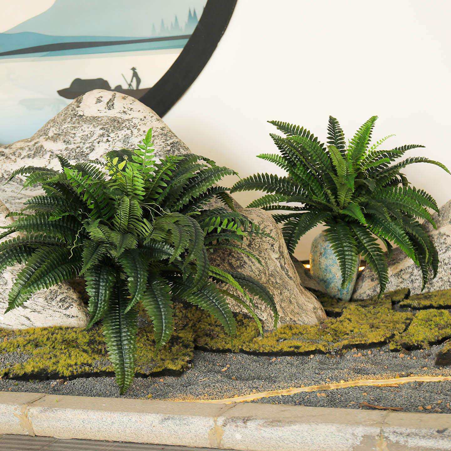 仿真绿植大波斯草蕨类植物墙室内装饰假叶子假花景观假草假树造景