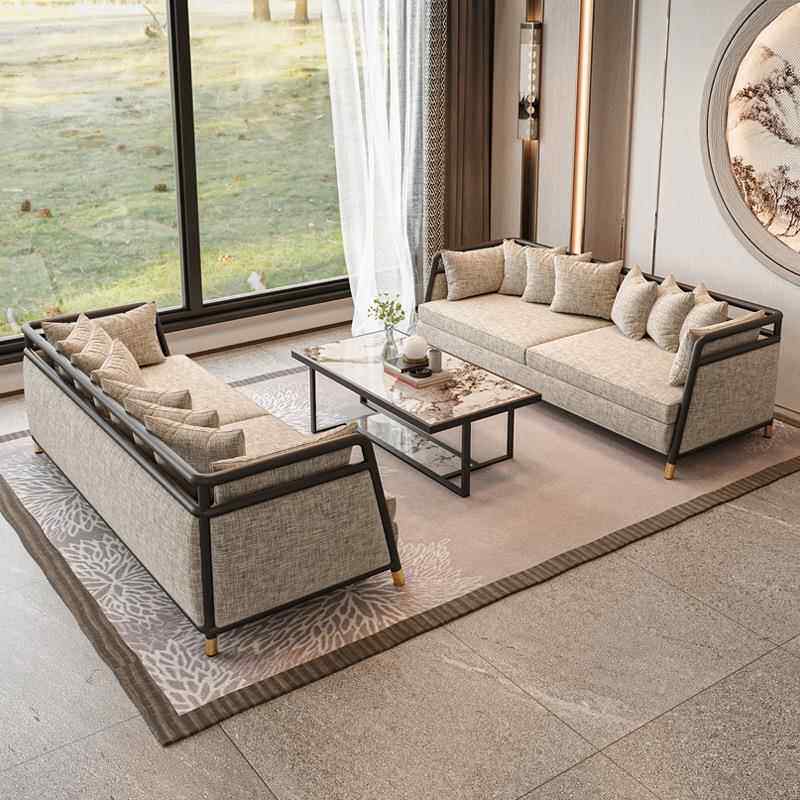 新中式发办公室665人沙发茶几组合椅单沙发售楼处单椅洽谈沙接待