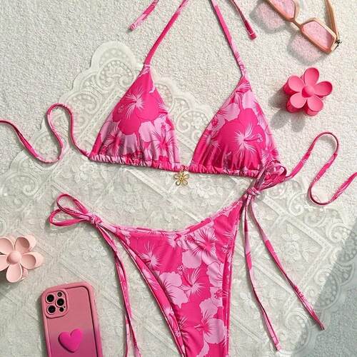 Bikini neck tie triangle bag swimsuit