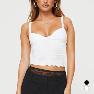 Maidie Lace Asymmetric Ruffle Skirt Cream Mini