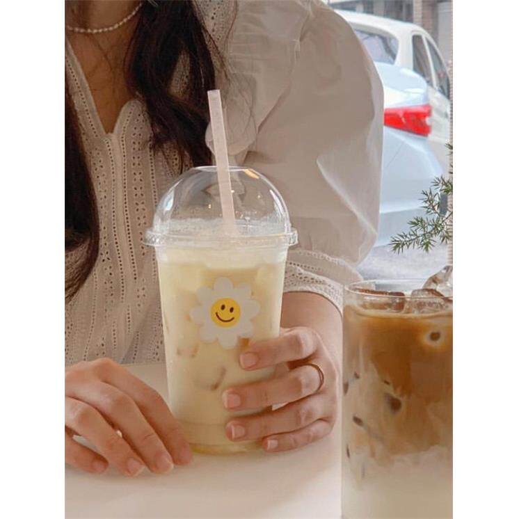 透明咖啡杯一次性带盖韩风INS冷饮奶茶塑料打包大容量奶盖杯700ML