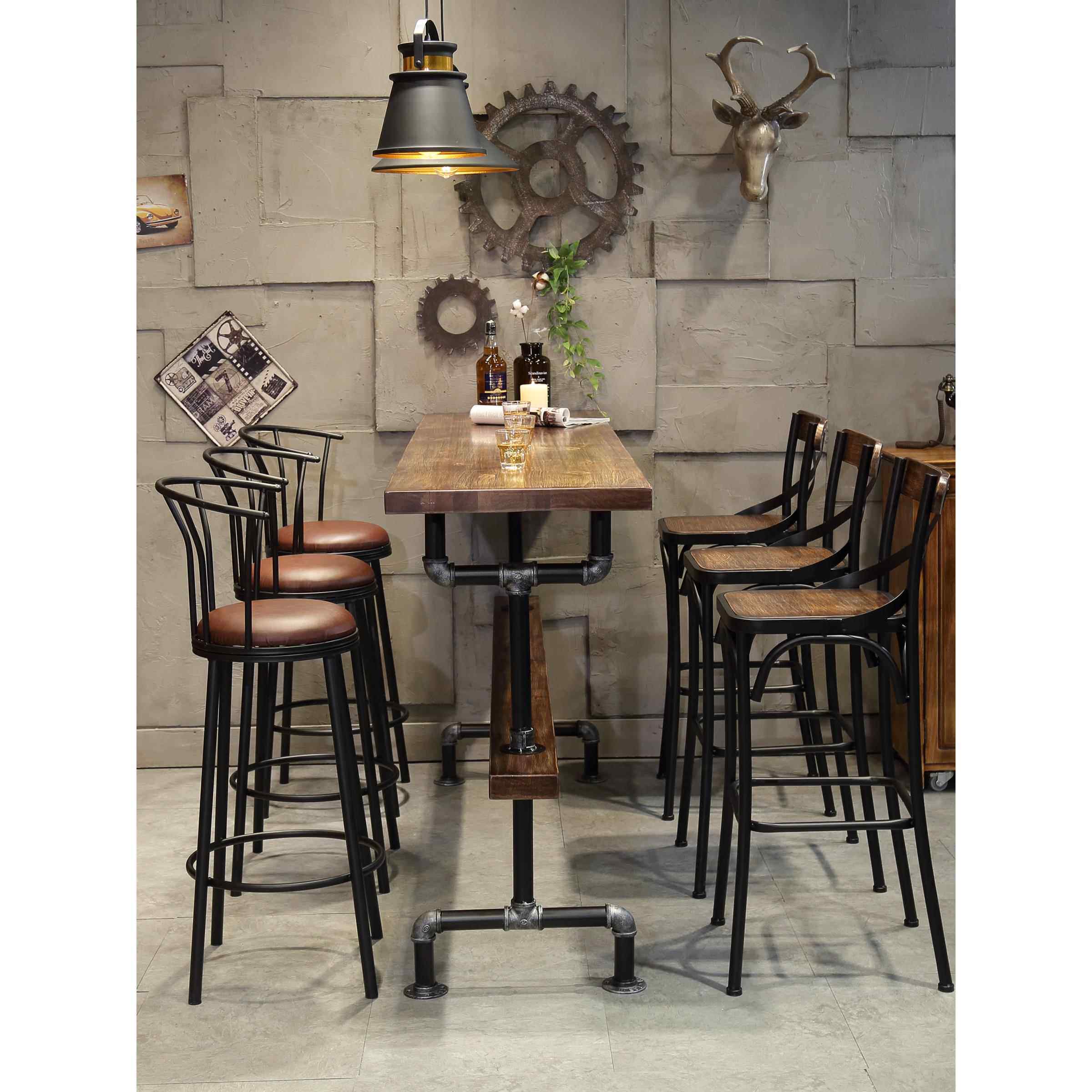 高脚桌实木靠墙桌子吧台桌椅组合长条桌家用阳台个性酒吧吧台桌小