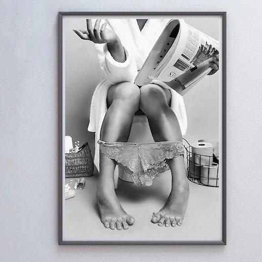 装饰画 画有框画 画挂画 画墙壁覆古怀旧时尚轻奢黑白艺术摄影厕