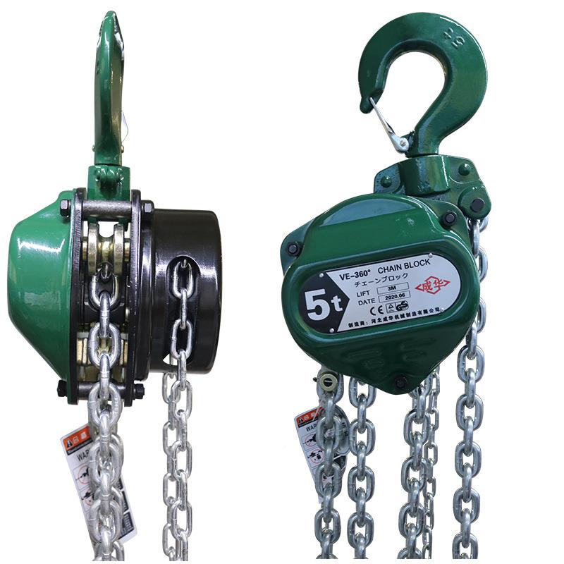 360度万倒向手拉葫芦可旋转式链E13吨1T*3M5吨3米V款三角形手动吊