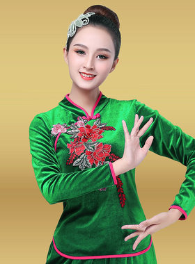 广场舞金丝绒服装成人广场舞套装