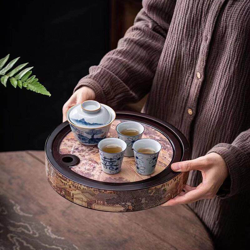 茶盘家用储水式茶台功夫茶具简约轻奢现代小型沥干泡台托盘竹茶海