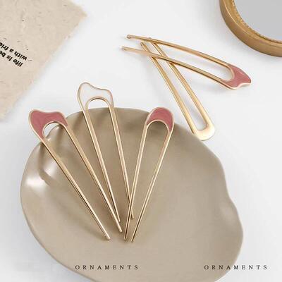 Metal Hair Pin Stick French Style U Shape Hair Clips Enamel