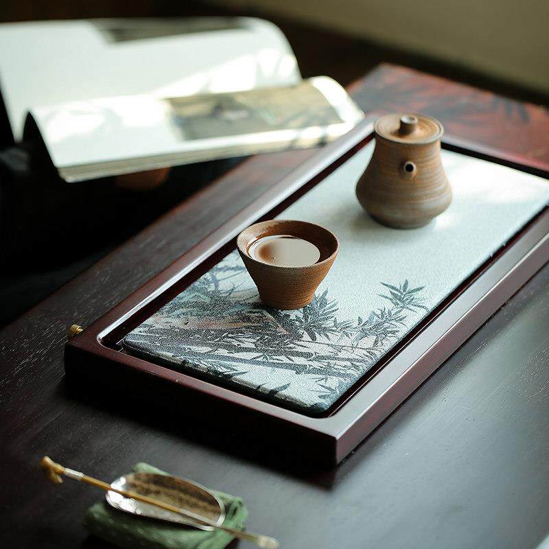 纳米陶瓷吸水速干茶盘家用客厅茶台托盘茶具配件干泡盘茶海托盘