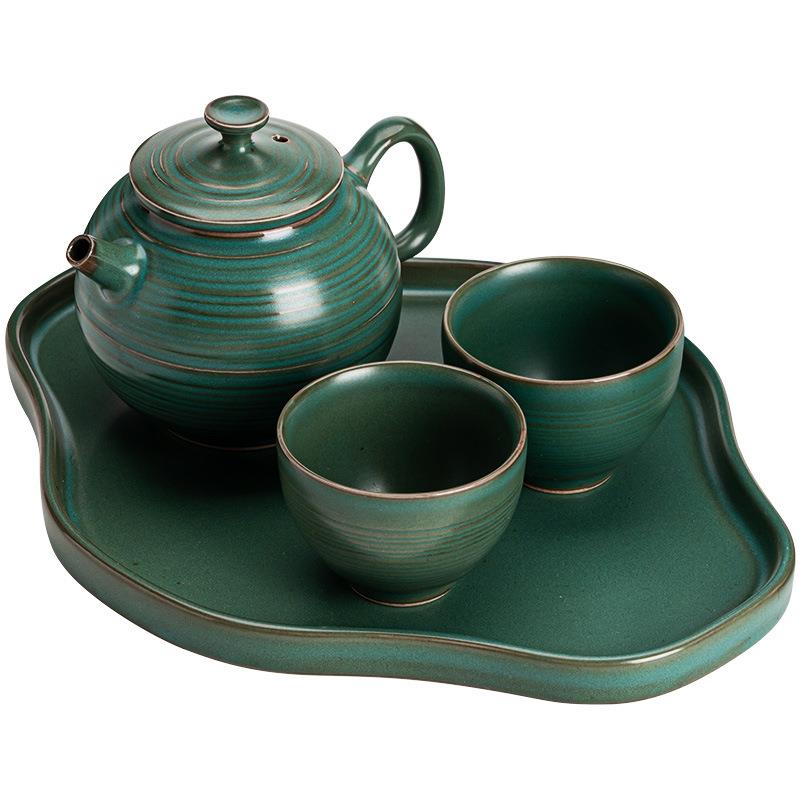 家用功夫茶具茶壶小套装简易小型泡茶器一壶二杯轻奢民宿泡茶套装