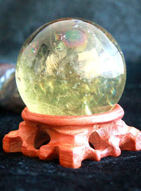 天然巴西黄水晶球水晶饰品摆件 家居办公场所水晶球摆件