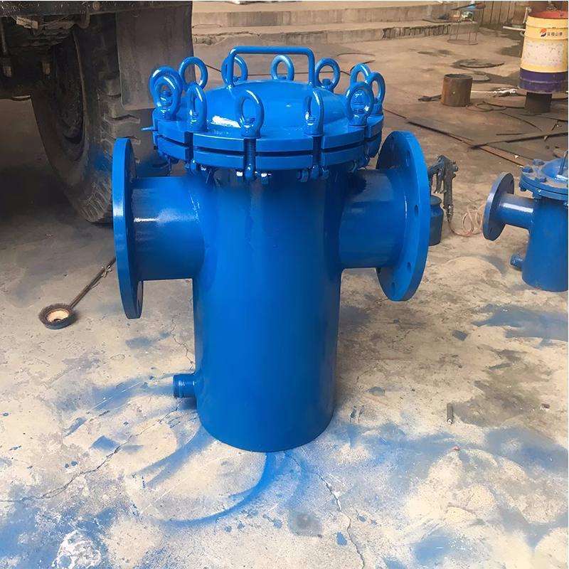 304不锈钢 篮式过滤器 工业污水 管道直通 蓝式法兰桶式快开除污