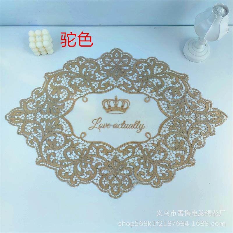 欧式网纱刺绣餐垫水溶牛奶丝镂空餐巾防尘盖巾拍照道具厂家桌旗