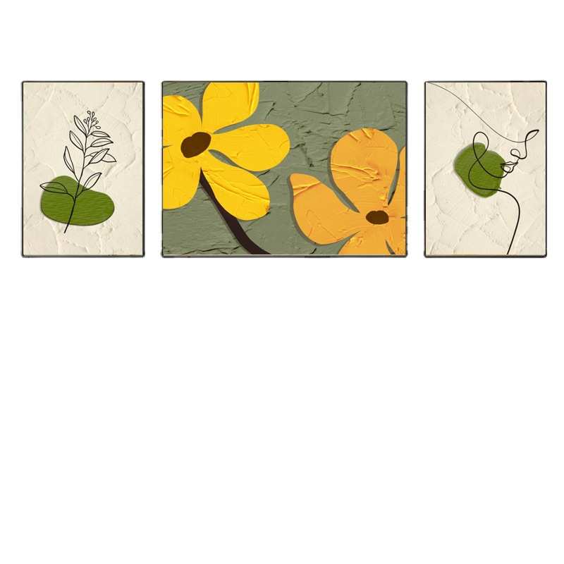 画沙发植物北背景组合三联房间画客厅背景花卉挂画墙装饰画欧风
