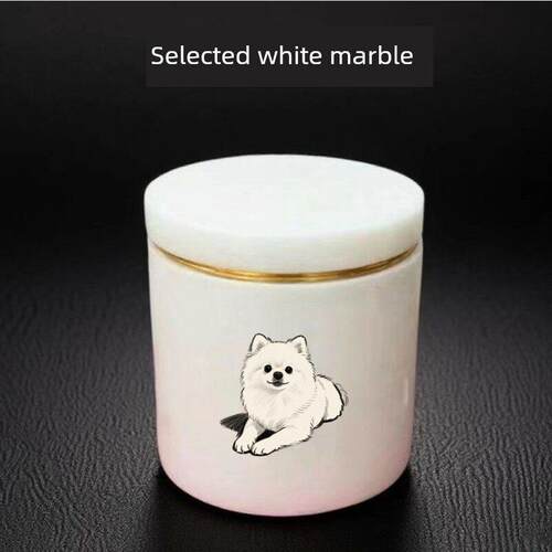 采购产品白玉宠物瓮，灰色骨罐猫和狗，定制雕刻简单图纸，防潮密