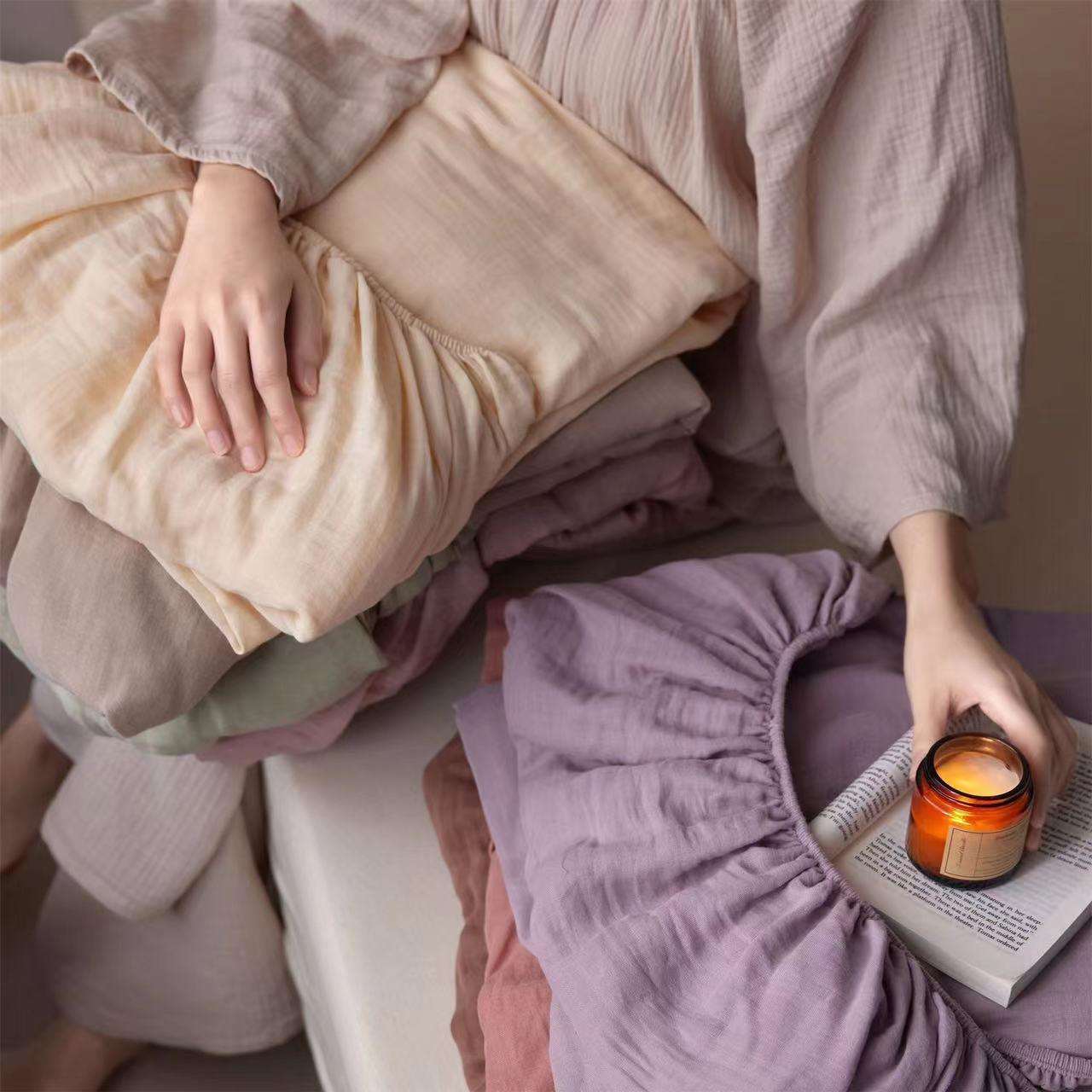 母婴A类全棉双层皱皱纱床笠单品纯棉床套床垫罩席梦思保护套单件1
