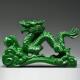 绿色实木质龙摆件十二生肖青色纯木头雕龙形工艺品客厅电视柜装 饰