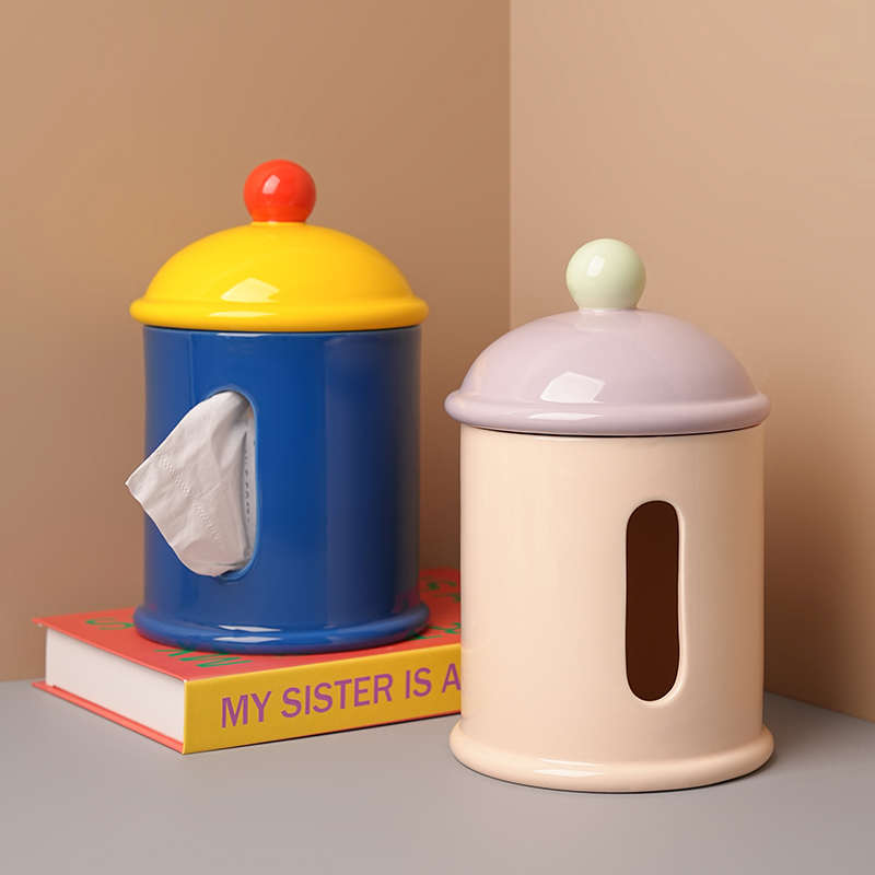 厂家直销贝汉美创意多巴胺陶瓷纸巾盒家居客厅茶几软装摆件抽纸盒