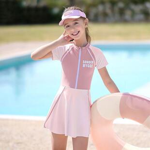 套装 儿童泳衣女童连体专业训练游泳衣少女学生2024新款 中大童泳装