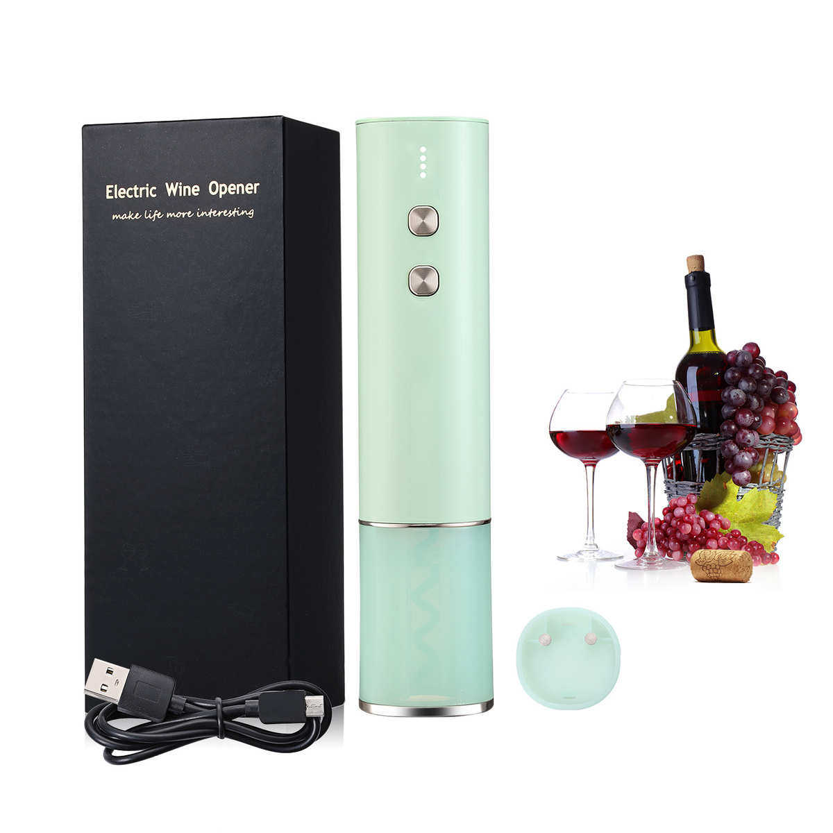 简约创意款葡萄酒充电式全自动不锈钢器红酒起子现代开瓶现货电动