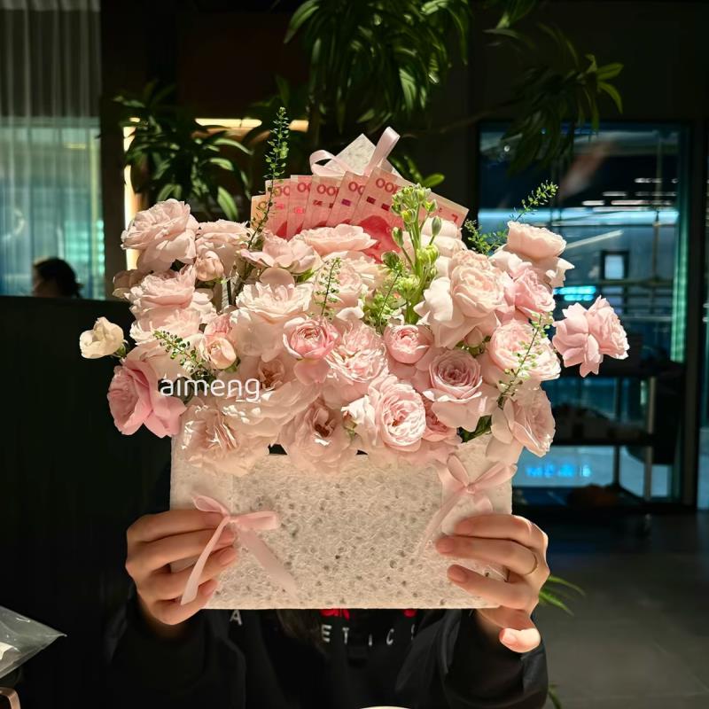 ins风信封花束成品彷真玫瑰网红拍照道具送闺蜜生日花束礼物