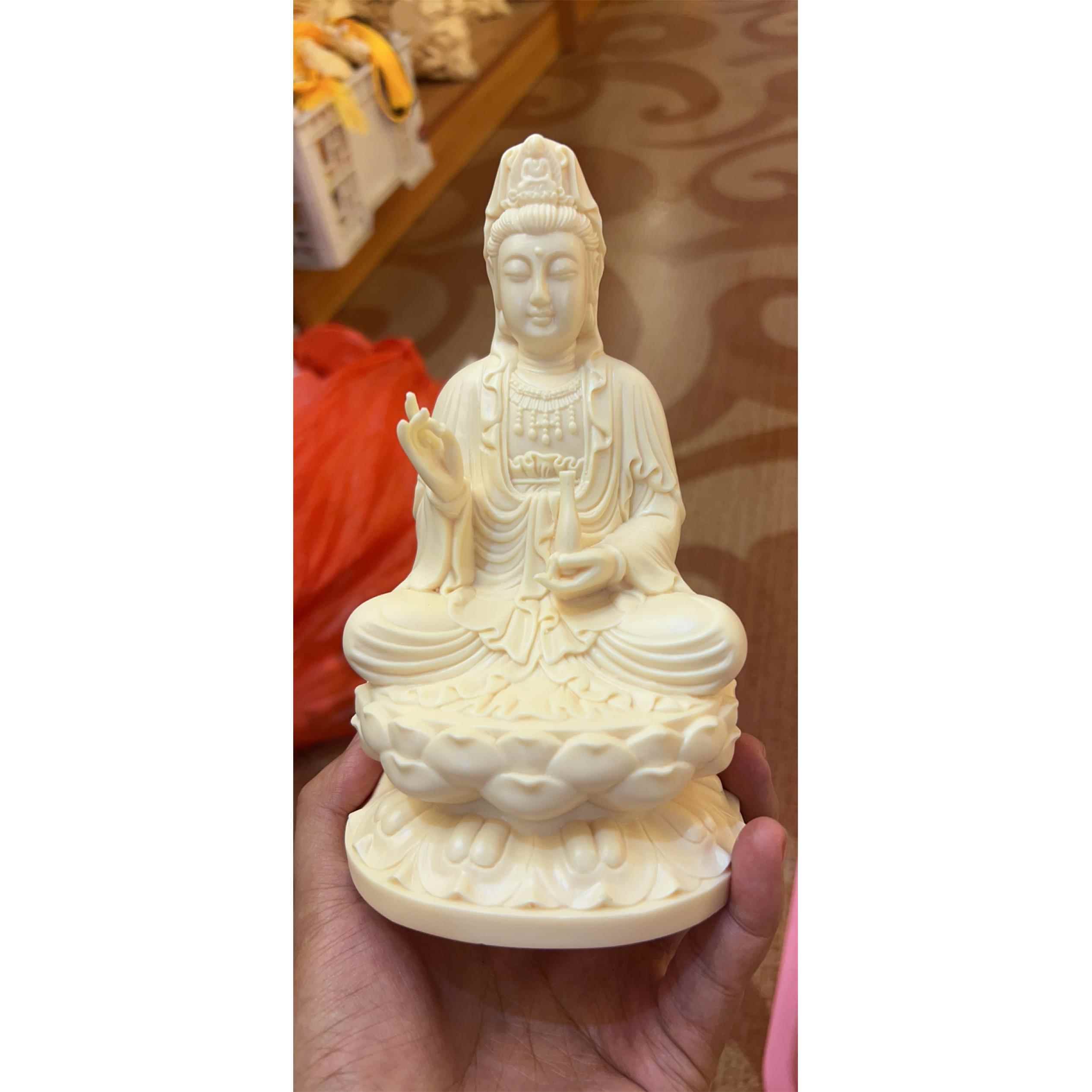 高档象牙果雕刻音菩萨佛像摆客家厅用居家供观奉佛观世音菩件萨车