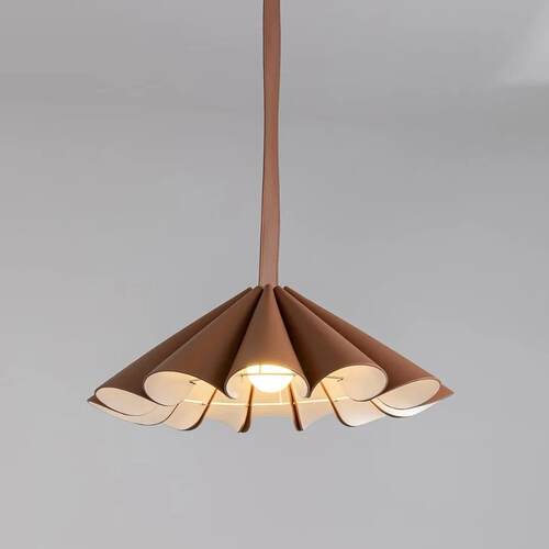 日本进口美拉德色皮革卷花餐厅吊灯 中古酒店售楼部灯设计师艺术