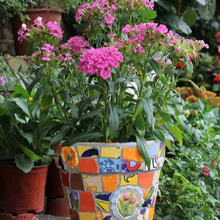 美式欧式手工马赛克工艺花盆花器庭院阳台窗台露台装饰陶瓷红陶盆,鲜花速递/花卉仿真/绿植园艺,花盆,淘宝优惠券,粉丝福利购,淘宝优惠卷