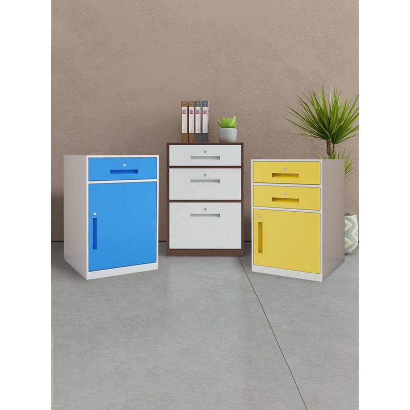 办公室桌下铁皮柜带锁抽屉活动柜钢制储物柜资料档案柜小柜子矮柜