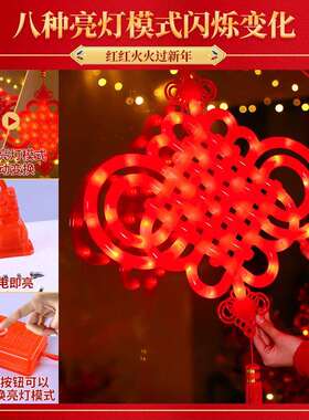 发光中国结LED彩灯挂件2025新年客厅背景蛇年氛围感装饰场景布置