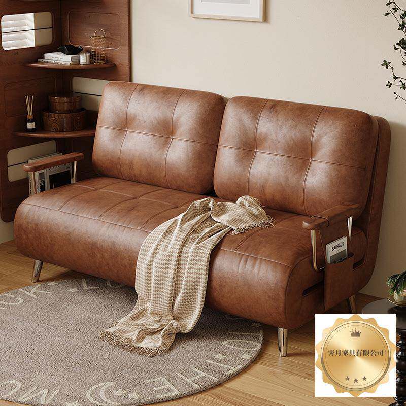 沙发床可折叠一体两用2026新款中古风单双人小户型客厅阳台伸缩床