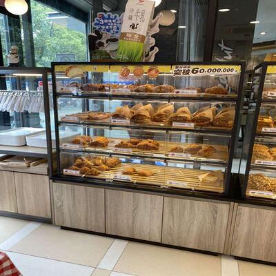 黑钛钢蛋糕展柜面包展示柜边柜封密式85度C透明玻璃柜烘焙货柜