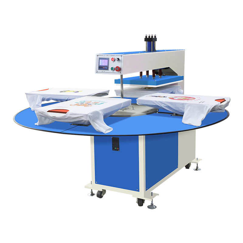 批发全自动四工位液压烫画机 40*60旋转式热转印机器设备可套成衣