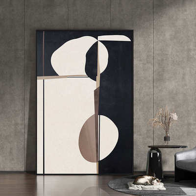 黑白灰工业风装饰画现代抽象创意横竖挂画设计师风格展厅几何壁画