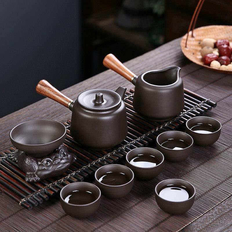 家用紫砂功夫茶具金蟾蜍茶具排水整套陶瓷茶壶茶杯茶道礼品茶具
