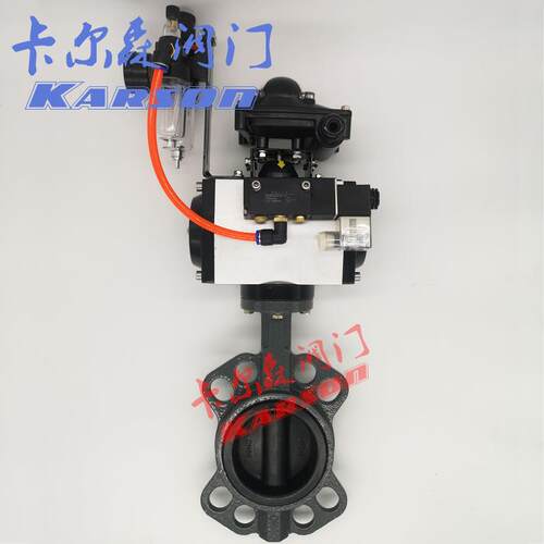 D67J-16C钢制WC1B对衬胶板EPDM水处理DN100污 夹式气动蝶阀