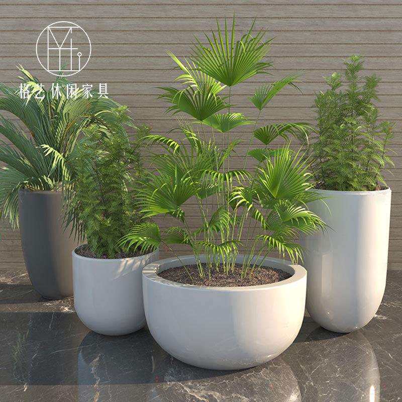 玻璃钢花盆户外大型花器公园学校椭圆花钵商场街道简约美陈大花箱