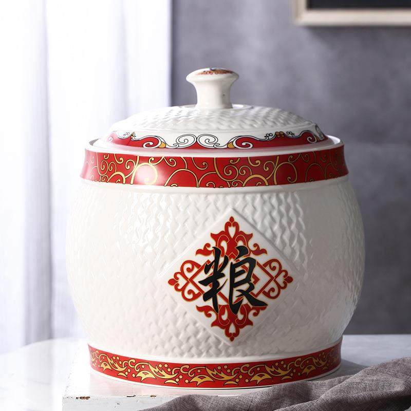 包邮陶瓷米缸带盖家用家用陶瓷米桶面粉储米箱面桶高端储存杂粮,家装主材,米桶,淘宝优惠券,粉丝福利购,淘宝优惠卷