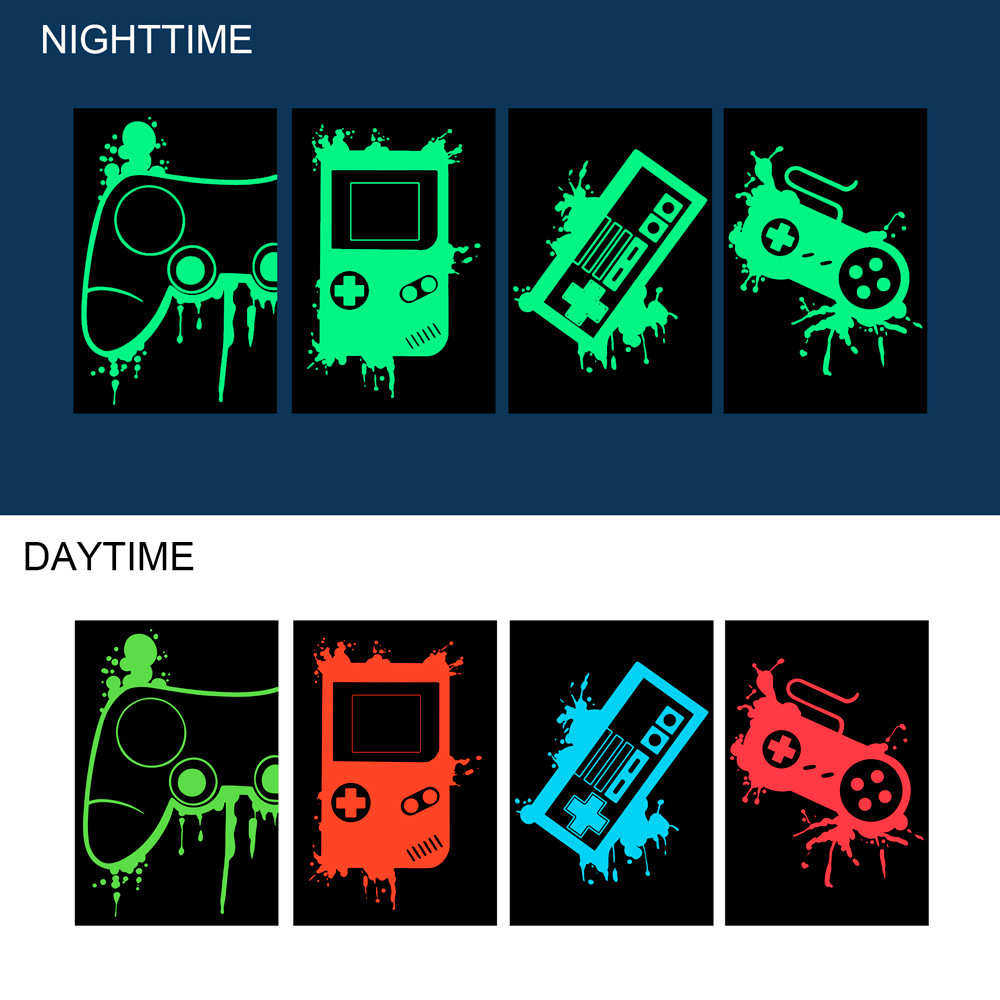 YGP046创意游戏手柄game夜光贴儿童房网吧装饰自粘彩色荧光墙贴纸