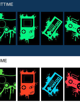 YGP046创意游戏手柄game夜光贴儿童房网吧装饰自粘彩色荧光墙贴纸