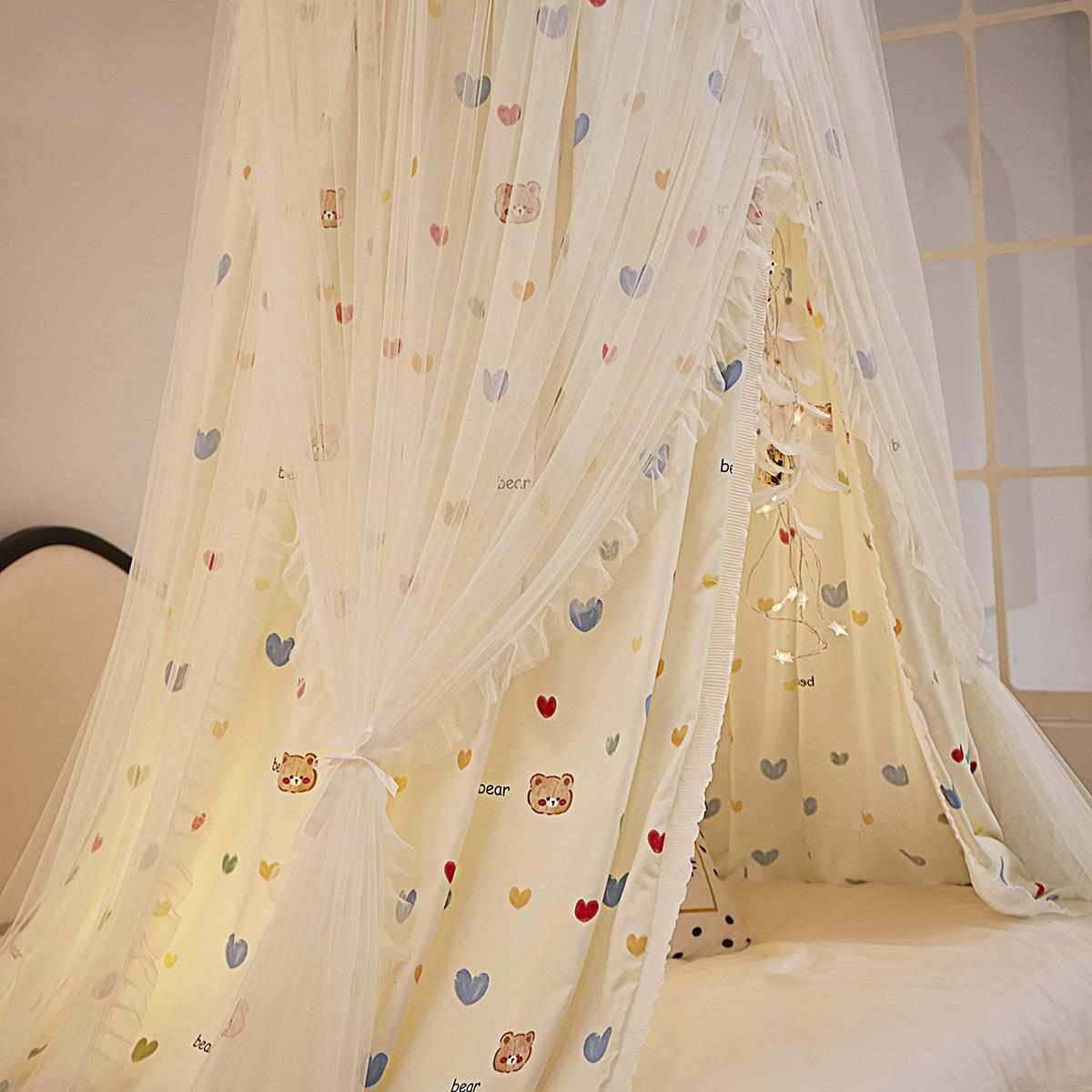 遮光幔床双层 net公主帘蚊帐帘吊挂式安装床免mosquito家用圆顶