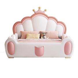 儿童床女孩公主床梦幻城堡，带护栏滑梯，儿童床头软包简约现代卧室